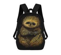 sinyumoney Sloth Black Gold Poster Sac À Dos Scolaire Pour Enfants, 43 Cm (17 Pouces), Imprimé En 3D, Pour Garçons, Élèves Du Primaire Et Du Collège