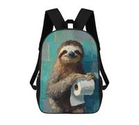 sinyumoney Sloth Holding Toilet Paper Roll-1 Sacs À Dos Tendance Imprimés En 3D 17inch Sac D'école Décontracté Pour Enfants, Garçons, Élèves Du Primaire Et Du Collège