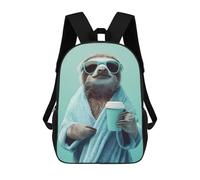 sinyumoney Sloth in A Robe with Coffee Sacs À Dos Imprimés En 3D Pour Enfants, Sacs D'école Tendance Pour Garçons, Sacs De Voyage, Sacs Scolaires Pour Élèves Du Primaire 17inch