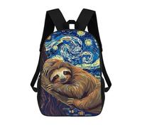 sinyumoney Sloth in Starry Night Style Sac À Dos Scolaire Enfant Tendance Et Décontracté, Sac À Dos Imprimé En 3D Pour Garçon, Grand Sac À Dos 17inch
