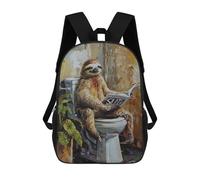 sinyumoney Sloth on Toilet Reading Sac À Dos Scolaire Pour Adolescents, Imprimé En 3D, Ajustable, À Poches Tendance, Pour Enfants, Garçons, Filles, Étudiants Et Adolescents 17inch