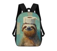 sinyumoney Sloth with Toilet Paper Hat-2 Sacs À Dos 17 Pouces Pour Enfants, Sacs D'école Imprimés En 3D Pour Élèves Du Primaire Et Du Collège, Garçons Et Filles