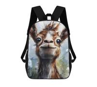 sinyumoney Smiling Alpaca Portrait Sac À Dos Enfant Fille 3D, Sac D'école, Sac À Dos Pour Tout-petits, Sac À Dos Décontracté, Sac À Livres Tendance 17inch