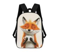 sinyumoney Smiling Fox with Coffee Sac À Dos Scolaire Pour Filles Et Garçons, Grande Capacité, Léger, Pour Enfants Et Étudiants 17inch