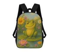 sinyumoney Smiling Frog on Lily Pad Painting Sac À Dos Scolaire Enfant Tendance Et Décontracté, Sac À Dos Imprimé En 3D Pour Garçon, Grand Sac À Dos 17inch