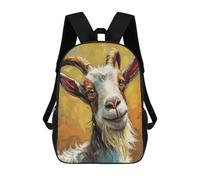 sinyumoney Smiling Goat Portrait Painting Sac À Dos Enfant, Cartable Imprimé En 3D Pour Garçons Et Adolescents 17inch
