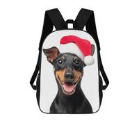 sinyumoney Smiling Miniature Pinscher Dog with Santa Hat Sacs À Dos Pour Enfants, Cartables, Sacs À Dos Scolaires Imprimés En 3D, Sacs À Dos De Voyage Tendance Pour Enfants (primaire, Collège) 17inch