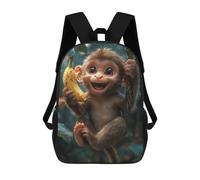 sinyumoney Smiling Monkey with Banana Sac À Dos Enfant Tendance Et Amusant, Sac À Dos Pour Garçons Et Adolescents, Sac D'école Imprimé En 3D Pour Garçons 17inch