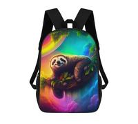 sinyumoney Smiling Sloth in Rainbow Sky Sac À Dos Scolaire Pour Filles Et Garçons, Grande Capacité, Léger, Pour Enfants Et Étudiants 17inch