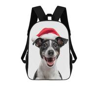 sinyumoney Smooth Fox Terrier Dog with Santa Hat Portrait Sac À Dos Scolaire Imprimé En 3D Pour Enfants, Sac À Dos Garçon/fille, Sac De Voyage Pour Enfants 17inch
