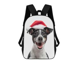 sinyumoney Smooth Fox Terrier Dog with Santa Hat Portrait Sac À Dos Scolaire Imprimé En 3D Pour Enfants, Sac À Dos Garçon/fille, Sac De Voyage Pour Enfants 17inch