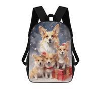 sinyumoney Snow Corgi Dog Family Xmas Sacs À Dos Pour Enfants, Sac À Dos Scolaire, Sac À Dos Imprimé En 3D Pour Enfants, Sac À Dos De Voyage, Sac À Livres, Sac D'école Pour Enfants 17inch