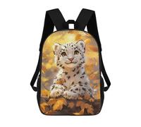 sinyumoney Snow Leopard Cub in Autumn Sac À Dos Scolaire Pour Enfants, Imprimé En 3D, Pour Garçons, Élèves Du Primaire Et Du Collège 17inch
