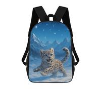 sinyumoney Snow Leopard Cub in Winter Landscape Sac À Dos Scolaire Pour Adolescents, Imprimé En 3D, Ajustable, À Poches Tendance, Pour Enfants, Garçons, Filles, Étudiants Et Adolescents 17inch