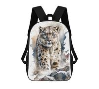 sinyumoney Snow Leopard in Watercolor Sac À Dos Avec Poche, Sacs À Dos Imprimés En 3D, Sacs De Voyage, Sacs À Livres, Sacs D'école Pour Enfants 17inch