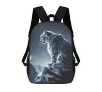 sinyumoney Snow Leopard in Winter Wonderland Sac À Dos Scolaire Pour Enfants, 43 Cm (17 Pouces), Imprimé En 3D, Pour Garçons, Élèves Du Primaire Et Du Collège