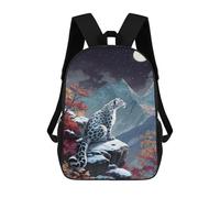 sinyumoney Snow Leopard Moonlit Mountain Scene 17inch Sacs À Dos Scolaires Imprimés En 3D - Sacs À Dos Tendance Pour Garçons Du Primaire Et Du Collège
