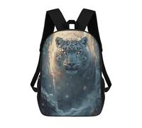 sinyumoney Snow Leopard Portrait in Winter Cave Sac À Dos Scolaire Enfant Tendance Et Décontracté, Sac À Dos Imprimé En 3D Pour Garçon, Grand Sac À Dos 17inch