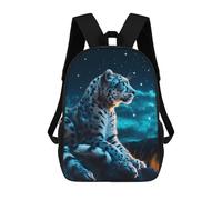 sinyumoney Snow Leopard Under Stars Sacs À Dos, Sac À Dos Enfant, Sac D'école, Sac À Dos De Voyage Imprimé En 3D, Accessoire De Mode, Sac À Dos Imperméable Pour Enfants 17inch