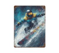 sinyumoney Snowboarder in Action -13 Plaques Métalliques Humoristiques Pour Bureau, Décoration Murale, Cadeau Pour Femmes, Décoration Pour Bar À Domicile15.7 x11.8