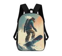 sinyumoney Snowboarder in Action -2 Sac À Dos Scolaire Pour Enfants Imprimé En 3D, Idéal Pour Les Voyages Et Les Lectures, Pour Les Garçons Et Les Élèves Du Primaire 17inch