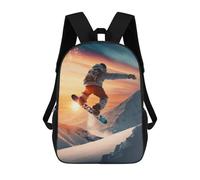 sinyumoney Snowboarder's Sunset Leap Sac À Dos Scolaire Pour Enfants, Imprimé En 3D, Pour Garçons, Élèves Du Primaire Et Du Collège 17inch