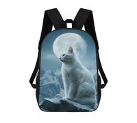 sinyumoney Snowy Mountain Cat Moonlight Sacs À Dos 17 Pouces Pour Enfants, Sacs D'école Imprimés En 3D Pour Élèves Du Primaire Et Du Collège, Garçons Et Filles