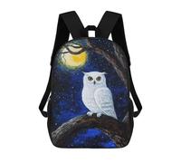 sinyumoney Snowy Owl Under Moonlight Sacs À Dos Pour Enfants, Cartables, Sacs À Dos Scolaires Imprimés En 3D, Sacs À Dos De Voyage Tendance Pour Enfants (primaire, Collège) 17inch