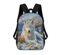 sinyumoney Snowy Wolf in Mountain Landscape Sac À Dos Scolaire Pour Enfants, Sac À Dos De Voyage Décontracté, Grand Sac À Dos Pour Garçons Et Filles 17inch
