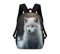sinyumoney Snowy Wolf Pup in Winter Wonderland Sacs À Dos Pour Enfants, Sac D'école Imprimé En 3D, Cartable Pour Enfants, Sac De Voyage, Sac À Dos Garçon Fille, Sac D'école Pour Enfants 17inch