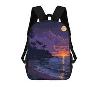 sinyumoney SoCal Beach Pixel Art Sac À Dos Scolaire Pour Filles Et Garçons, Grand Sac À Dos Léger Pour Enfants Et Étudiants 17inch