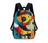 sinyumoney Solar Orbit - Cosmic Abstract Geometry in Cyan, Vermillion, And Gold Sac À Dos Scolaire Pour Filles Et Garçons, Grand Sac À Dos Léger Pour Enfants Et Étudiants 17inch