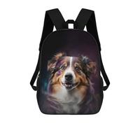 sinyumoney Space Australian Shepherd Sac À Dos Scolaire Pour Enfants, Sac À Dos De Voyage Décontracté, Grand Sac À Dos Pour Garçons Et Filles 17inch