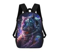 sinyumoney Space Tiger Adventure -1 Sacs À Dos Tendance Imprimés En 3D 17inch Sac D'école Décontracté Pour Enfants, Garçons, Élèves Du Primaire Et Du Collège
