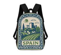 sinyumoney Spain Landscape Illustration Sac À Dos Scolaire Pour Ordinateur Portable - Idéal Pour L'école, Le Travail Et Les Voyages - Parfait Pour Les Voyages, Le Travail Et Un Usage Quotidien 17inch