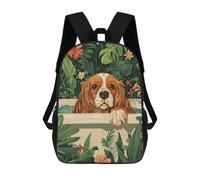 sinyumoney Spaniel Cavalier Dog in A Bath Tub Sacs À Dos Scolaires Pour Enfants, Sac D'école Imprimé En 3D Pour Garçons, Élèves Du Primaire Et Du Collège 17inch