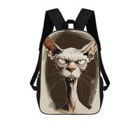 sinyumoney Sphynx Cat Caricature Sac À Dos Scolaire Imprimé En 3D Pour Garçons Et Filles, Sac À Dos Pour Ordinateur Portable Pour Enfants/étudiants/adultes 17inch