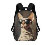 sinyumoney Sphynx Cat with Sunglasses-2 Sacs À Dos Imprimés En 3D Pour Enfants, Sacs D'école Tendance Pour Garçons, Élèves Du Primaire Et Du Collège 17inch