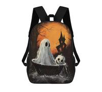 sinyumoney Spooky Halloween Ghost And Pumpkin Illustration Sac À Dos Enfant, Cartable Imprimé En 3D Pour Garçons Et Adolescents 17inch