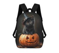 sinyumoney Spooky Halloween Kitten Sac À Dos Imprimé En 3D, Sac D'école Décontracté Et Tendance Pour Enfants, Sac D'école Pour Garçons, Collégiens 17inch