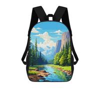 sinyumoney Spring Yosemite Pixel Art Sacs À Dos Imprimés En 3D Pour Enfants 17inch Sacs À Dos Tendance Et Décontractés Pour La Journée, Sacs De Voyage, Sacs À Dos D'extérieur Pour Garçons Et Filles