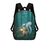 sinyumoney Squirrel with Lantern in Forest Sac À Dos Scolaire Pour Filles Et Garçons, Grande Capacité, Léger, Pour Enfants Et Étudiants 17inch