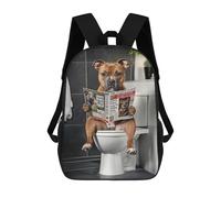 sinyumoney Staffordshire Terrier on The Toilet Sac À Dos Scolaire Pour Filles Et Garçons, Grande Capacité, Léger, Pour Enfants Et Étudiants 17inch