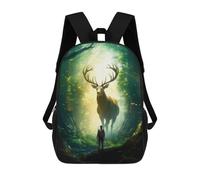 sinyumoney Stag in A Enchanted Forest Sac À Dos Scolaire Pour Enfants Imprimé En 3D, Idéal Pour Les Voyages Et Les Livres 17inch
