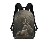 sinyumoney Stag in Mystical Forest Sac À Dos Scolaire Imprimé En 3D, Sac À Dos Décontracté Pour Enfants, Sac D'école Imprimé En 3D Pour Garçons, Primaire Et Collège 17inch