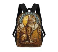 sinyumoney Stained Glass Cat Art Nouveau Sac À Dos Scolaire Imprimé En 3D Pour Garçons Et Filles, Sac À Dos Pour Ordinateur Portable Pour Enfants/étudiants/adultes 17inch