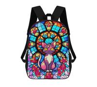 sinyumoney Stained Glass Cat Window Sac À Dos Scolaire Imprimé En 3D Pour Enfants, Sac À Dos De Voyage Tendance Et Décontracté Pour Écoliers 17inch