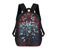 sinyumoney Stained Glass Cherry Blossom Sac À Dos Scolaire Imprimé En 3D, Sac À Dos Décontracté Pour Enfants, Sac D'école Imprimé En 3D Pour Garçons, Primaire Et Collège 17inch
