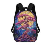 sinyumoney Stained Glass Cherry Blossom Tree Sac À Dos Scolaire, Sac D'affaires Résistant Pour Ordinateur Portable, Pour Hommes Et Femmes 17inch
