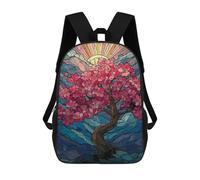 sinyumoney Stained Glass Cherry Blossom Tree Sacs À Dos Décontractés Pour Enfants, Sacs D'école Pour Adolescents, Filles Et Garçons, Sacs À Dos Pour Livres 17inch